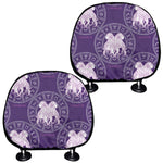 Purple Gemini Zodiac Pattern Print Car Headrest Covers
