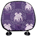 Purple Gemini Zodiac Pattern Print Car Headrest Covers