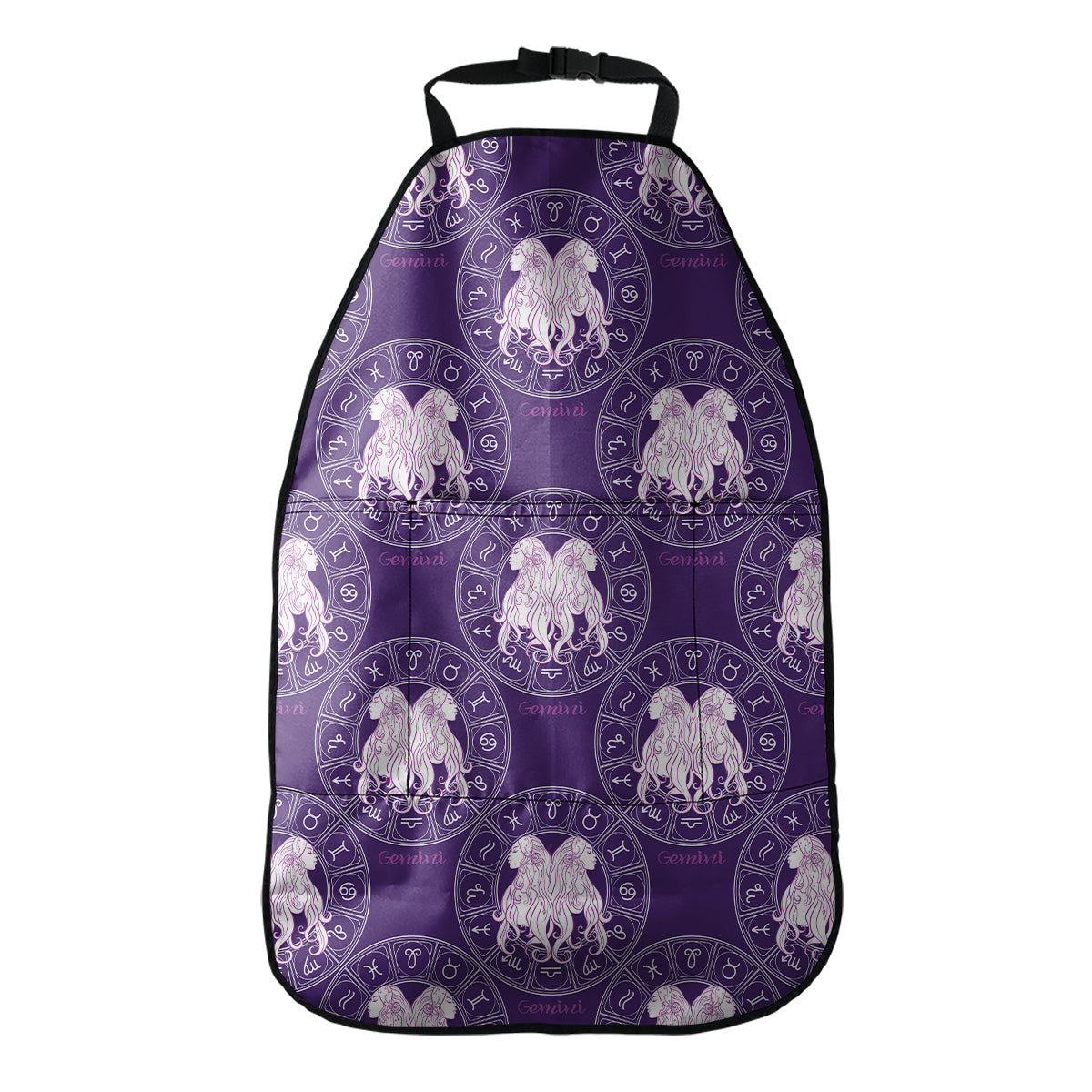 Purple Gemini Zodiac Pattern Print Car Seat Organizers