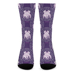 Purple Gemini Zodiac Pattern Print Crew Socks