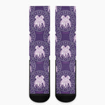 Purple Gemini Zodiac Pattern Print Crew Socks