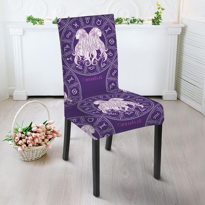 Purple Gemini Zodiac Pattern Print Dining Chair Slipcover