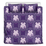 Purple Gemini Zodiac Pattern Print Duvet Cover Bedding Set