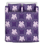Purple Gemini Zodiac Pattern Print Duvet Cover Bedding Set