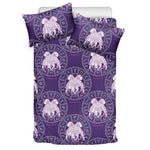 Purple Gemini Zodiac Pattern Print Duvet Cover Bedding Set
