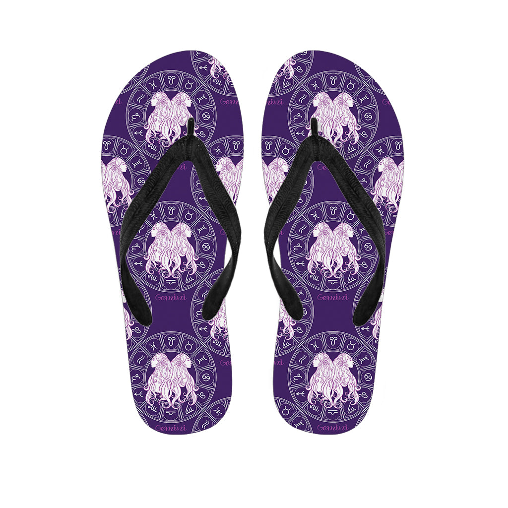 Purple Gemini Zodiac Pattern Print Flip Flops