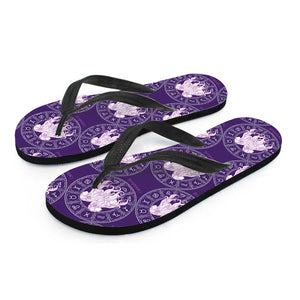 Purple Gemini Zodiac Pattern Print Flip Flops