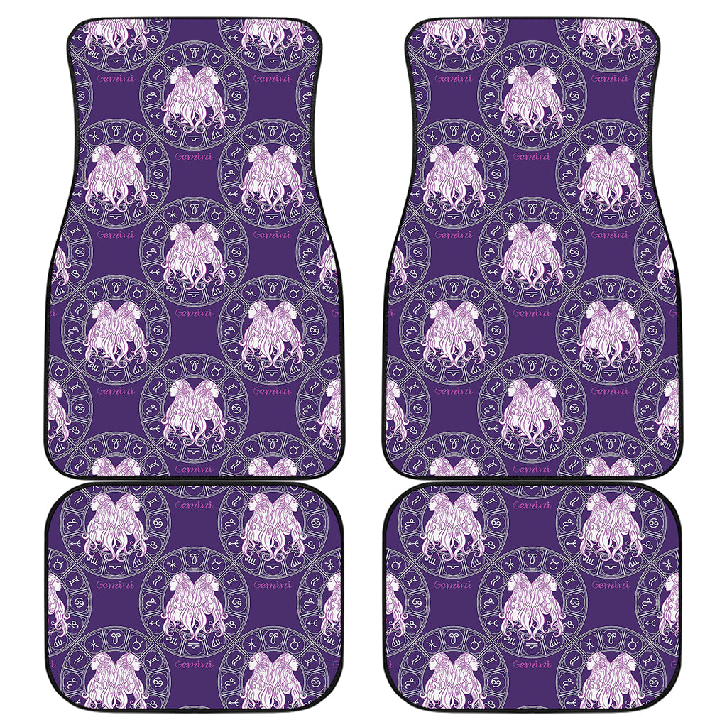 Purple Gemini Zodiac Pattern Print Front and Back Car Floor Mats