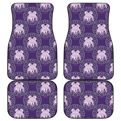 Purple Gemini Zodiac Pattern Print Front and Back Car Floor Mats