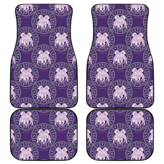 Purple Gemini Zodiac Pattern Print Front and Back Car Floor Mats