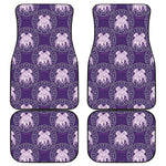 Purple Gemini Zodiac Pattern Print Front and Back Car Floor Mats