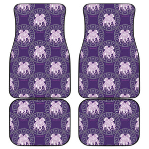 Purple Gemini Zodiac Pattern Print Front and Back Car Floor Mats