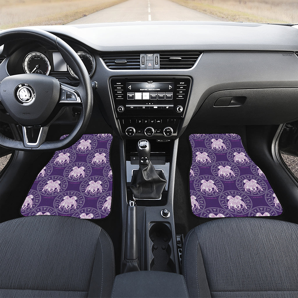 Purple Gemini Zodiac Pattern Print Front and Back Car Floor Mats