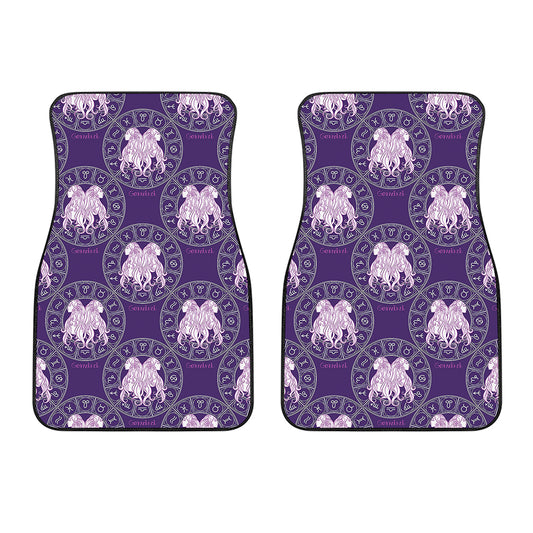 Purple Gemini Zodiac Pattern Print Front Car Floor Mats