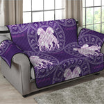 Purple Gemini Zodiac Pattern Print Loveseat Protector