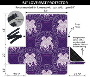 Purple Gemini Zodiac Pattern Print Loveseat Protector