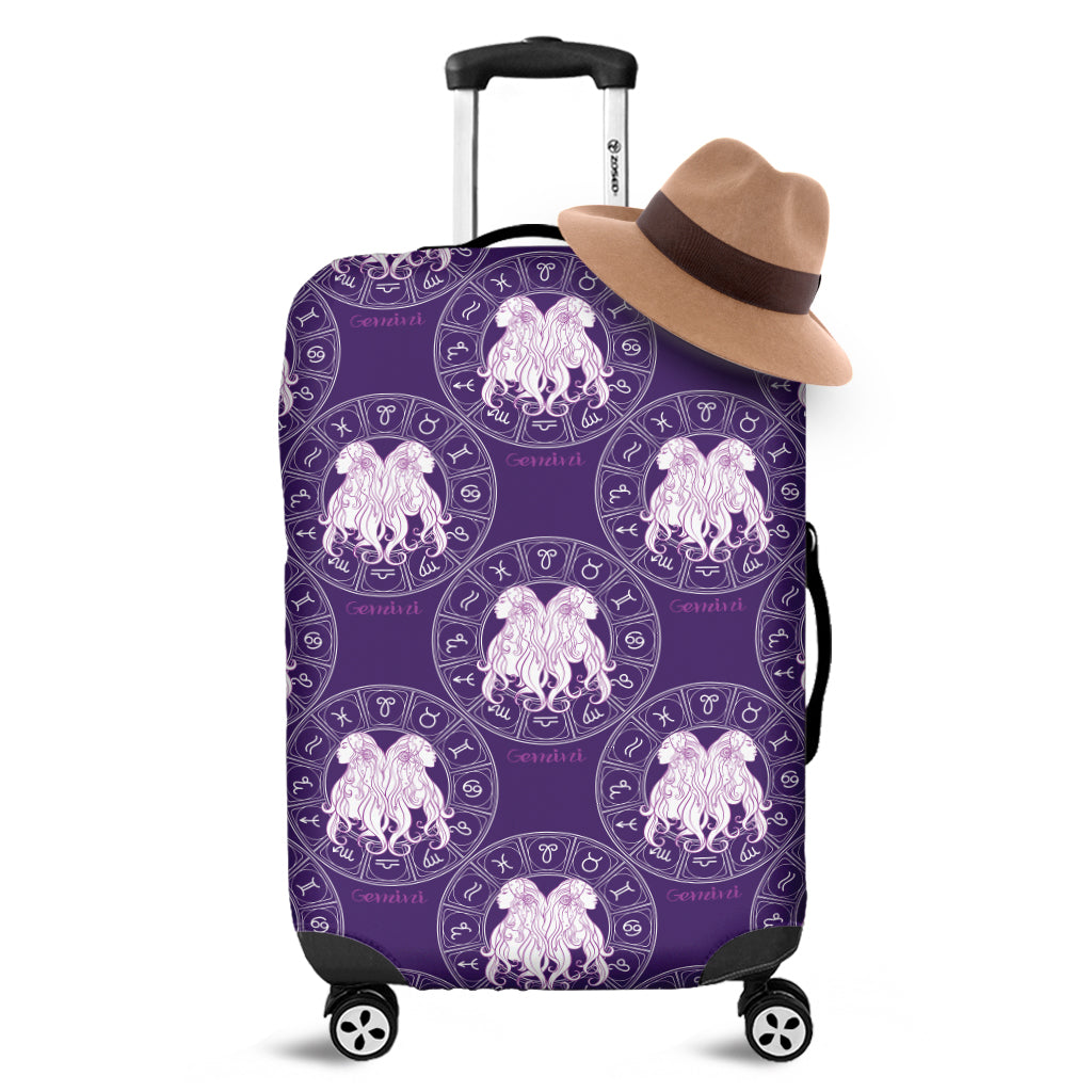 Purple Gemini Zodiac Pattern Print Luggage Cover