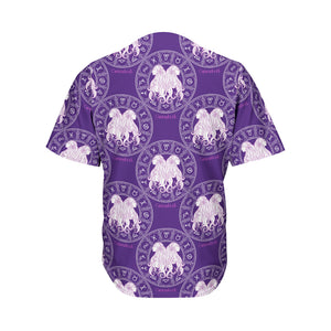 Purple Gemini Zodiac Pattern Print Men's Baseball Jersey