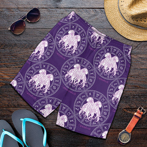 Purple Gemini Zodiac Pattern Print Men's Shorts