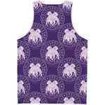 Purple Gemini Zodiac Pattern Print Men's Tank Top