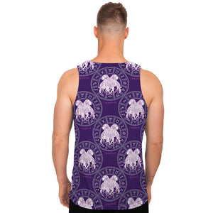 Purple Gemini Zodiac Pattern Print Men's Tank Top