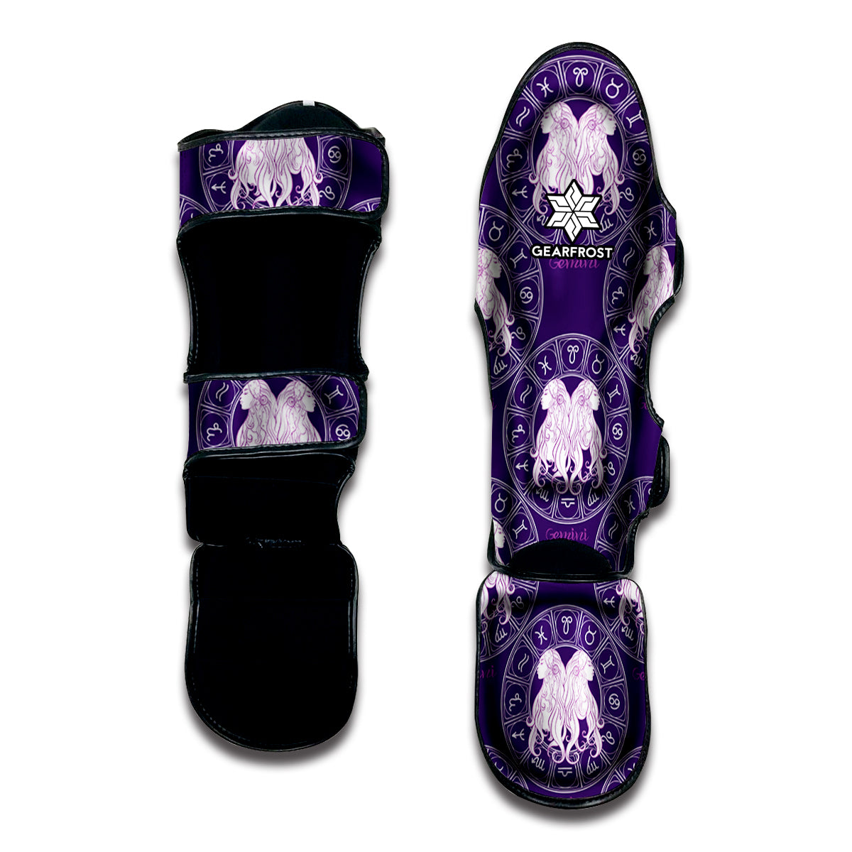 Purple Gemini Zodiac Pattern Print Muay Thai Shin Guard