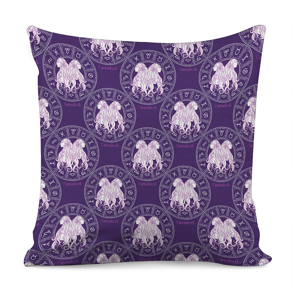 Purple Gemini Zodiac Pattern Print Pillow Cover