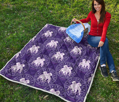 Purple Gemini Zodiac Pattern Print Quilt