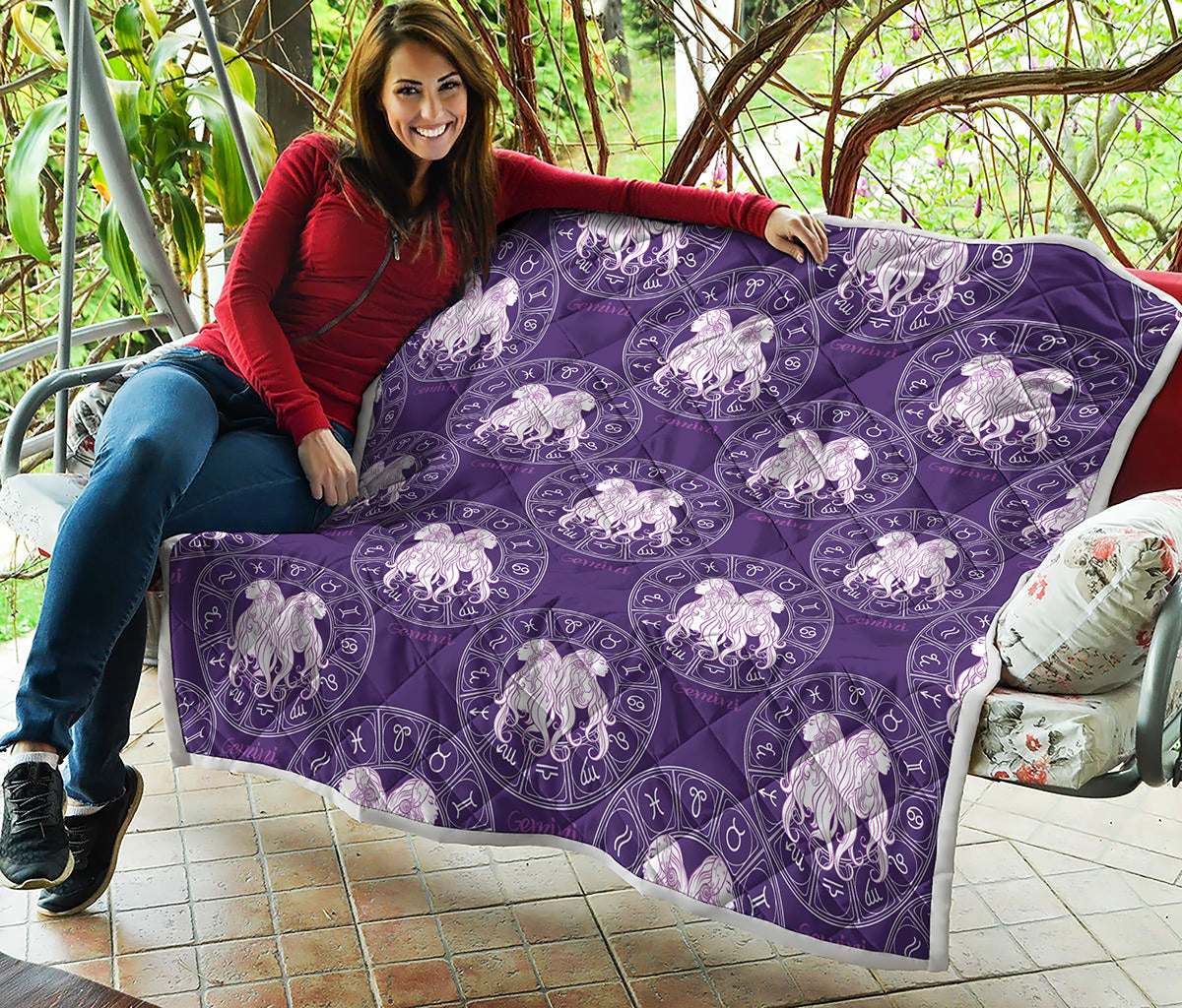 Purple Gemini Zodiac Pattern Print Quilt