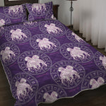 Purple Gemini Zodiac Pattern Print Quilt Bed Set