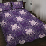 Purple Gemini Zodiac Pattern Print Quilt Bed Set