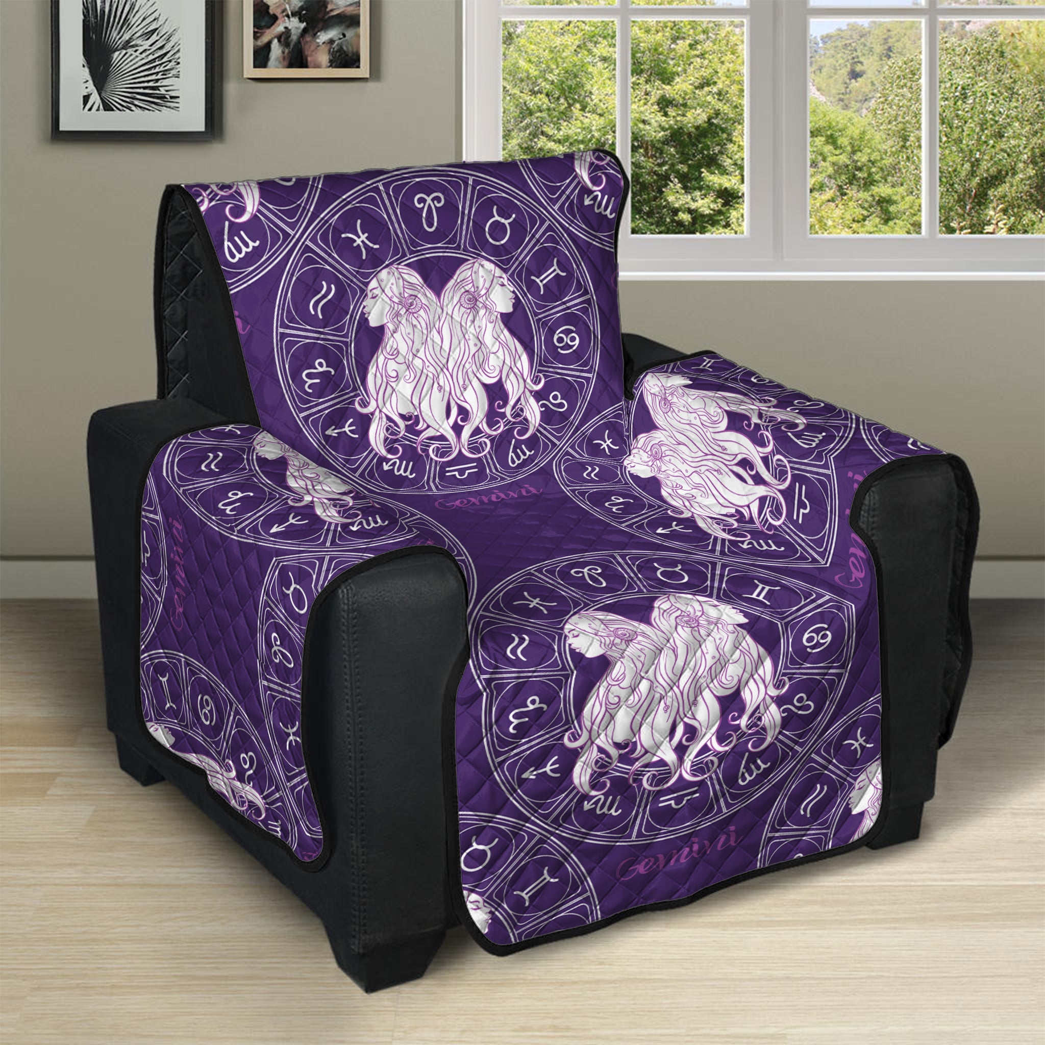 Purple Gemini Zodiac Pattern Print Recliner Protector