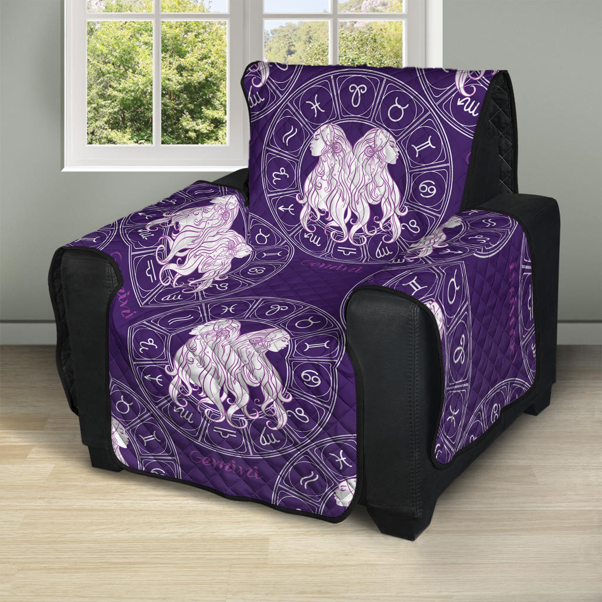 Purple Gemini Zodiac Pattern Print Recliner Protector