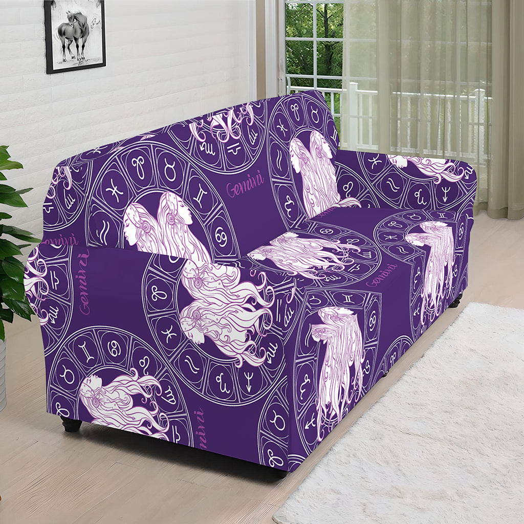 Purple Gemini Zodiac Pattern Print Sofa Cover