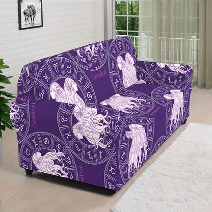 Purple Gemini Zodiac Pattern Print Sofa Cover