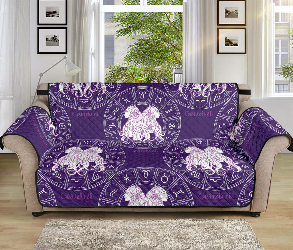 Purple Gemini Zodiac Pattern Print Sofa Protector