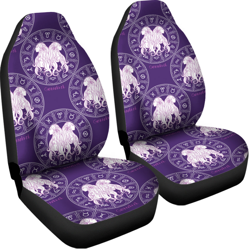 Purple Gemini Zodiac Pattern Print Universal Fit Car Seat Covers