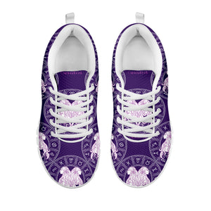 Purple Gemini Zodiac Pattern Print White Sneakers