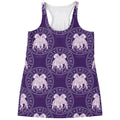 Purple Gemini Zodiac Pattern Print Women's Racerback Tank Top