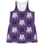Purple Gemini Zodiac Pattern Print Women's Racerback Tank Top
