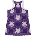Purple Gemini Zodiac Pattern Print Women's Racerback Tank Top