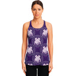 Purple Gemini Zodiac Pattern Print Women's Racerback Tank Top