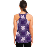 Purple Gemini Zodiac Pattern Print Women's Racerback Tank Top