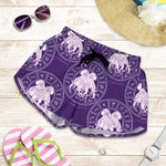 Purple Gemini Zodiac Pattern Print Women's Shorts