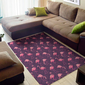 Purple Geometric Flamingo Pattern Print Area Rug