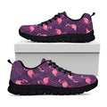 Purple Geometric Flamingo Pattern Print Black Running Shoes