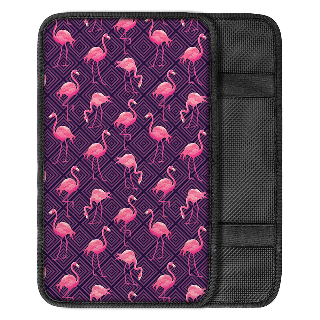 Purple Geometric Flamingo Pattern Print Car Center Console Cover