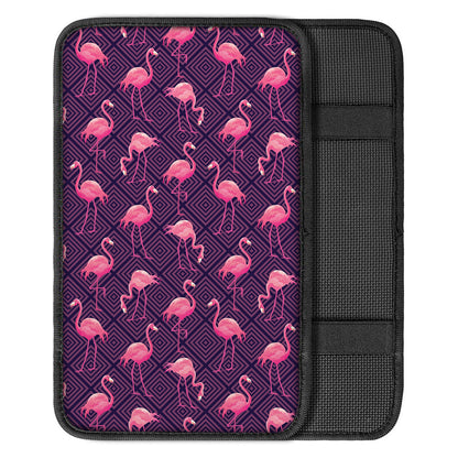 Purple Geometric Flamingo Pattern Print Car Center Console Cover