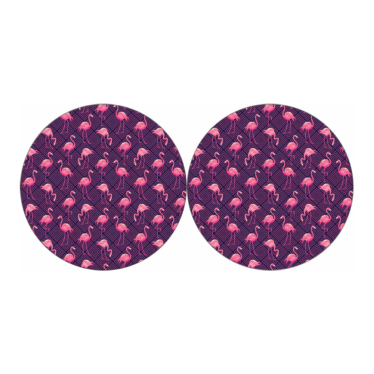 Purple Geometric Flamingo Pattern Print Car Coasters