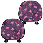 Purple Geometric Flamingo Pattern Print Car Headrest Covers